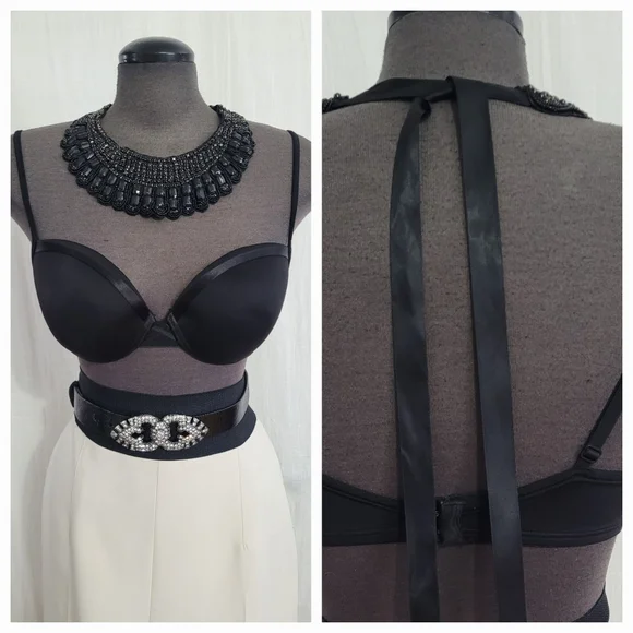 Black Beaded Collar Necklace - Picture 2 of 8